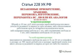 Статья 228 расшифровка частей статьи и сроки