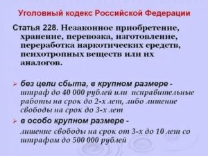 Статья 228 часть 3 уголовного кодекса рф наказание