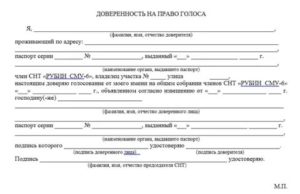 Доверенность На Право Голоса Представителю Члена Профсоюза На Общем Собрании