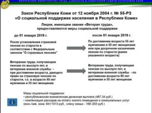 Какие есть льготы для ветеранов труда республики коми