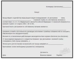 Образец рапорта на контракт