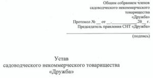 Союз Садоводов Устав Снт В Новой Редакции 2020 Года Образец Заполнения