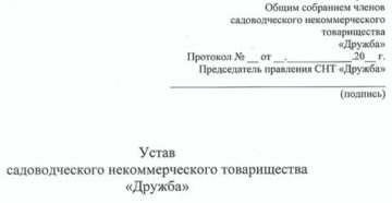 Союз Садоводов Устав Снт В Новой Редакции 2020 Года Образец Заполнения