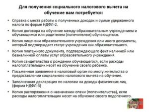 Список Документов Для Возврата Налога На Учебу