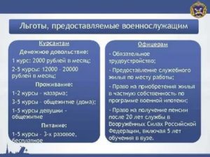 Льготы предоставляемые курсантам и их семьям