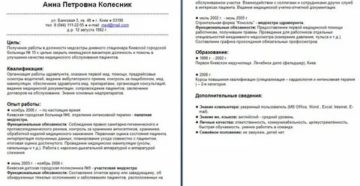 Пример резюме медицинской сестры