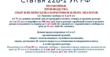 Какой срок за 228 статью